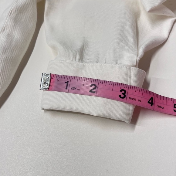 Imperfect vintage Talbots blouse white pleated button cuffs shoulder pads collar - Picture 9 of 17